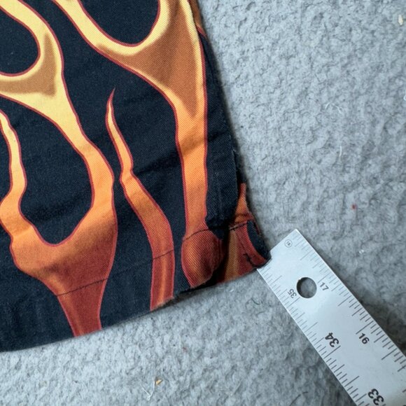Harley Davidson Shirt Men Large Black‎ Orange Flames Script Bar Shield Zip Short - Picture 5 of 16